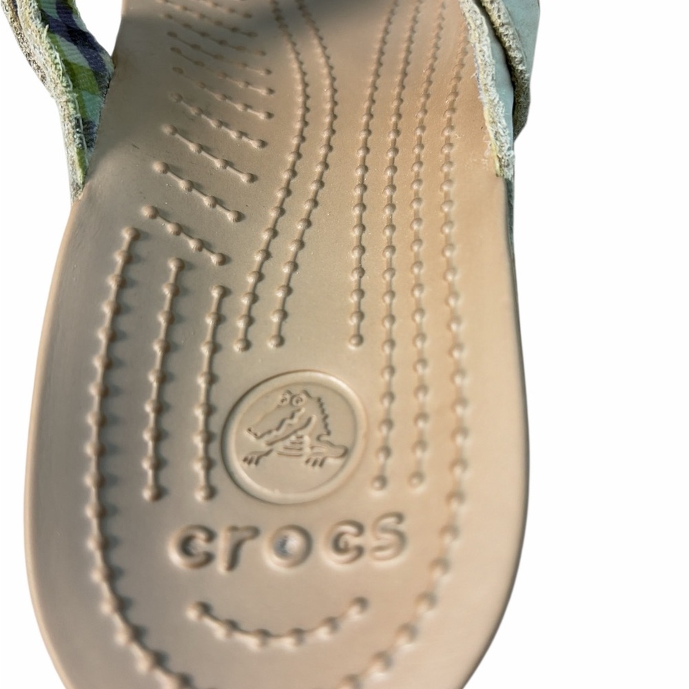 Crocs A-Leigh Cork Wedge Sandals Women's Sz Cream Leather Straps, Exc